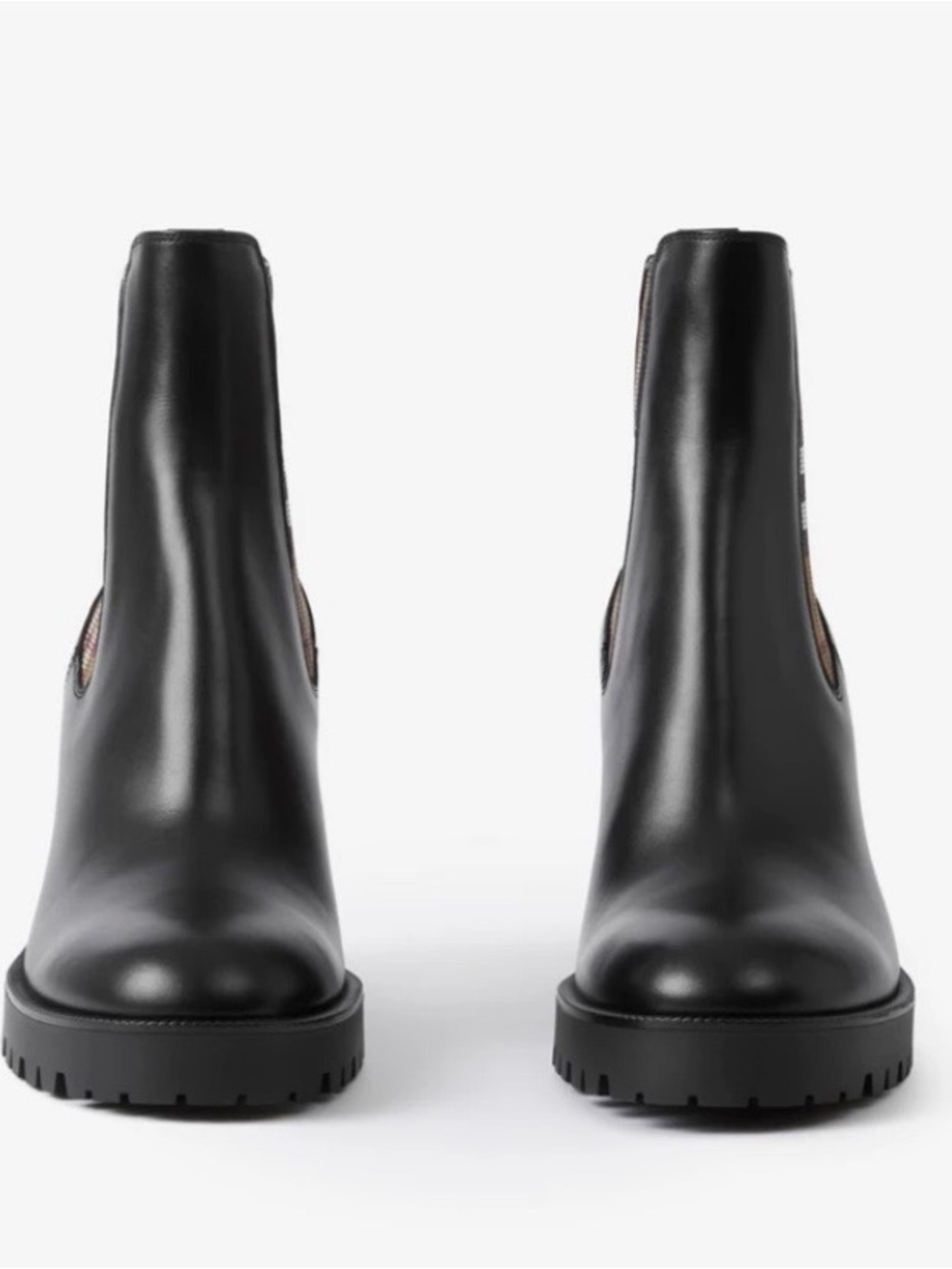 Burberry Check Panel Leather Ankle Boot Sz EUR 38 - Picture 2 of 10
